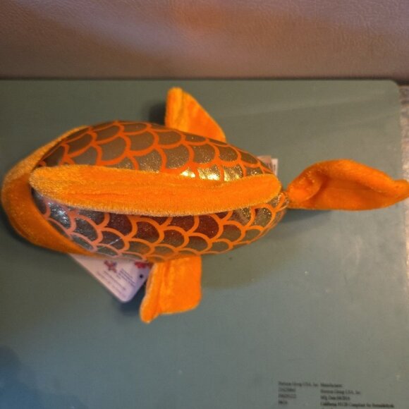 10" Goldfish Orange Plush Parade Stuffed Animal Toy Shiny Gold Scales - Picture 7 of 8